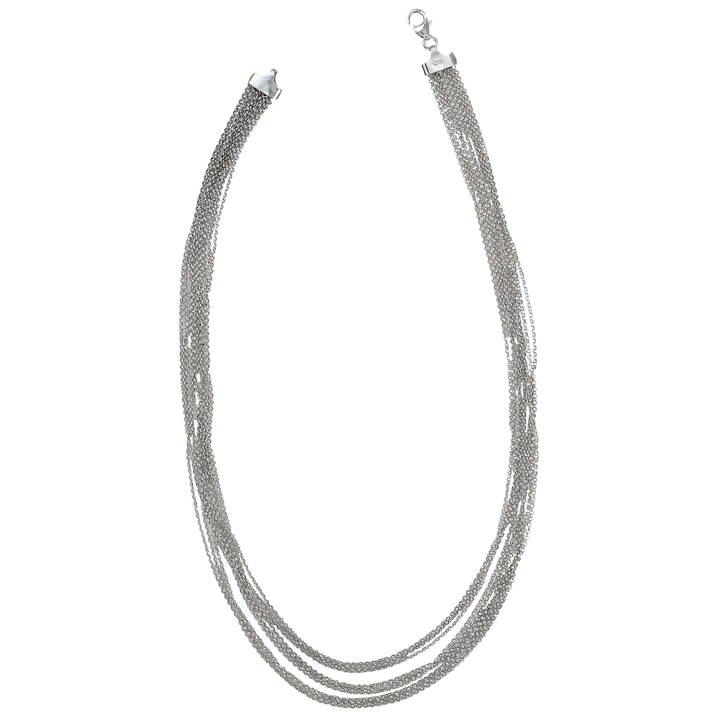 Franco Stellari Italian Sterling Silver Nine Strand Necklace, 17"