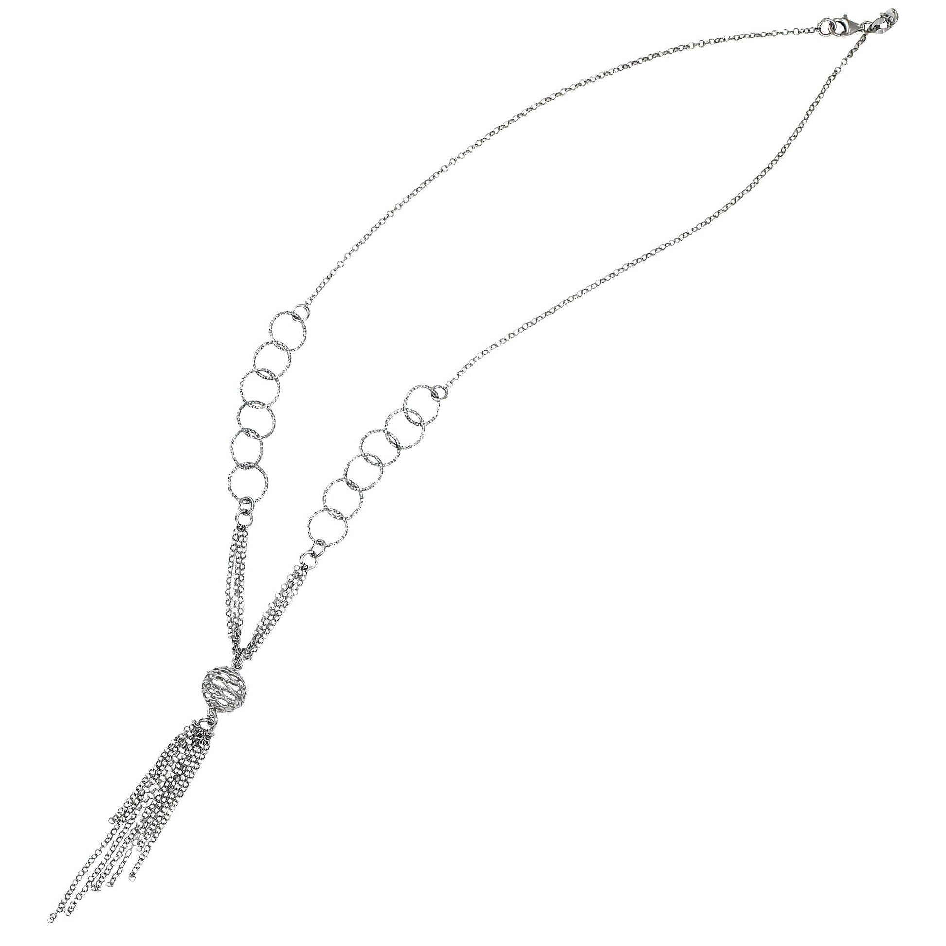 Franco Stellari Italian Sterling Silver Circles & Tassel Necklace, 20"