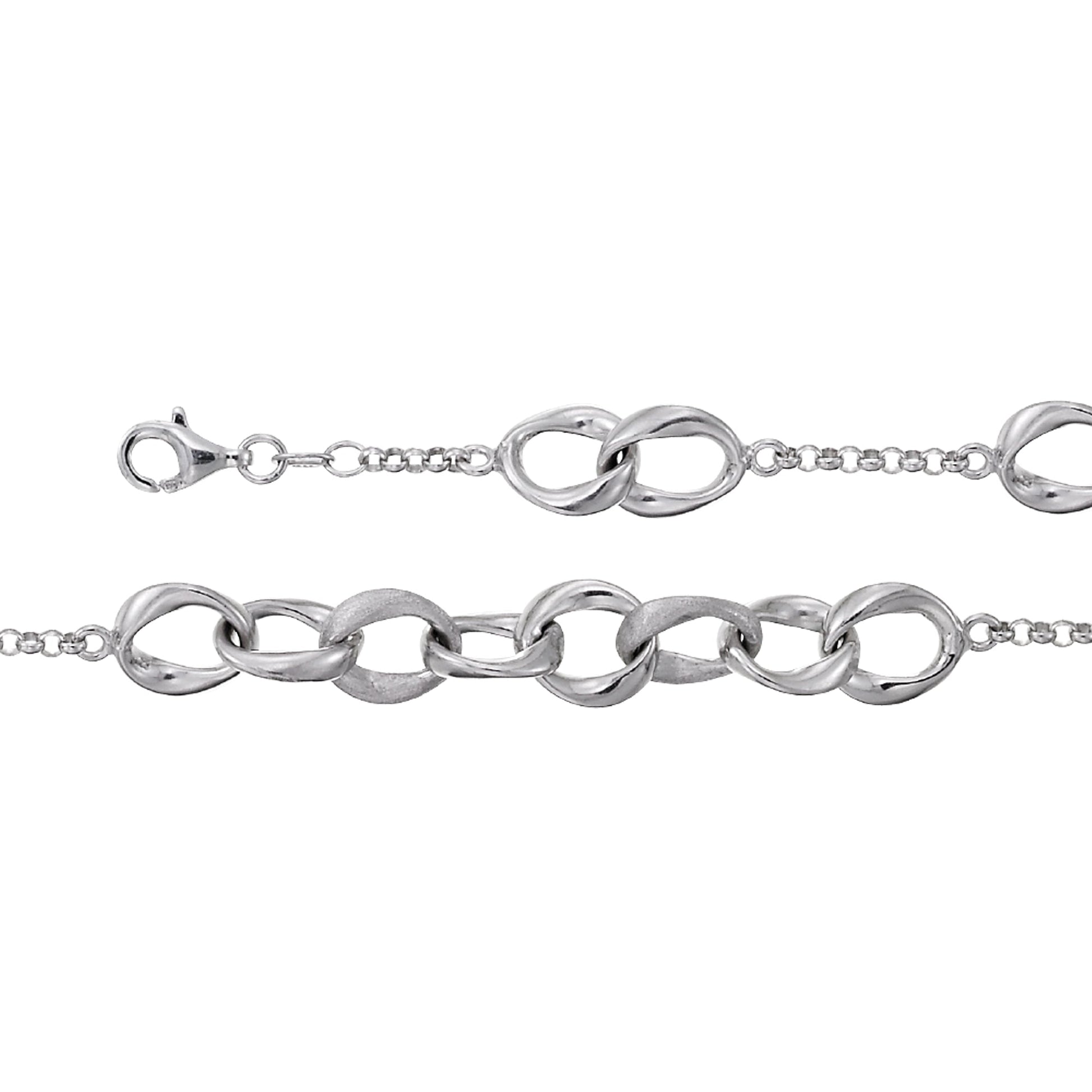 Franco Stellari Italian Sterling Silver Satin/Polished Link Bracelet, 7.5"