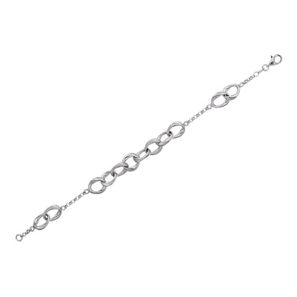 Franco Stellari Italian Sterling Silver Satin/Polished Link Bracelet, 7.5"