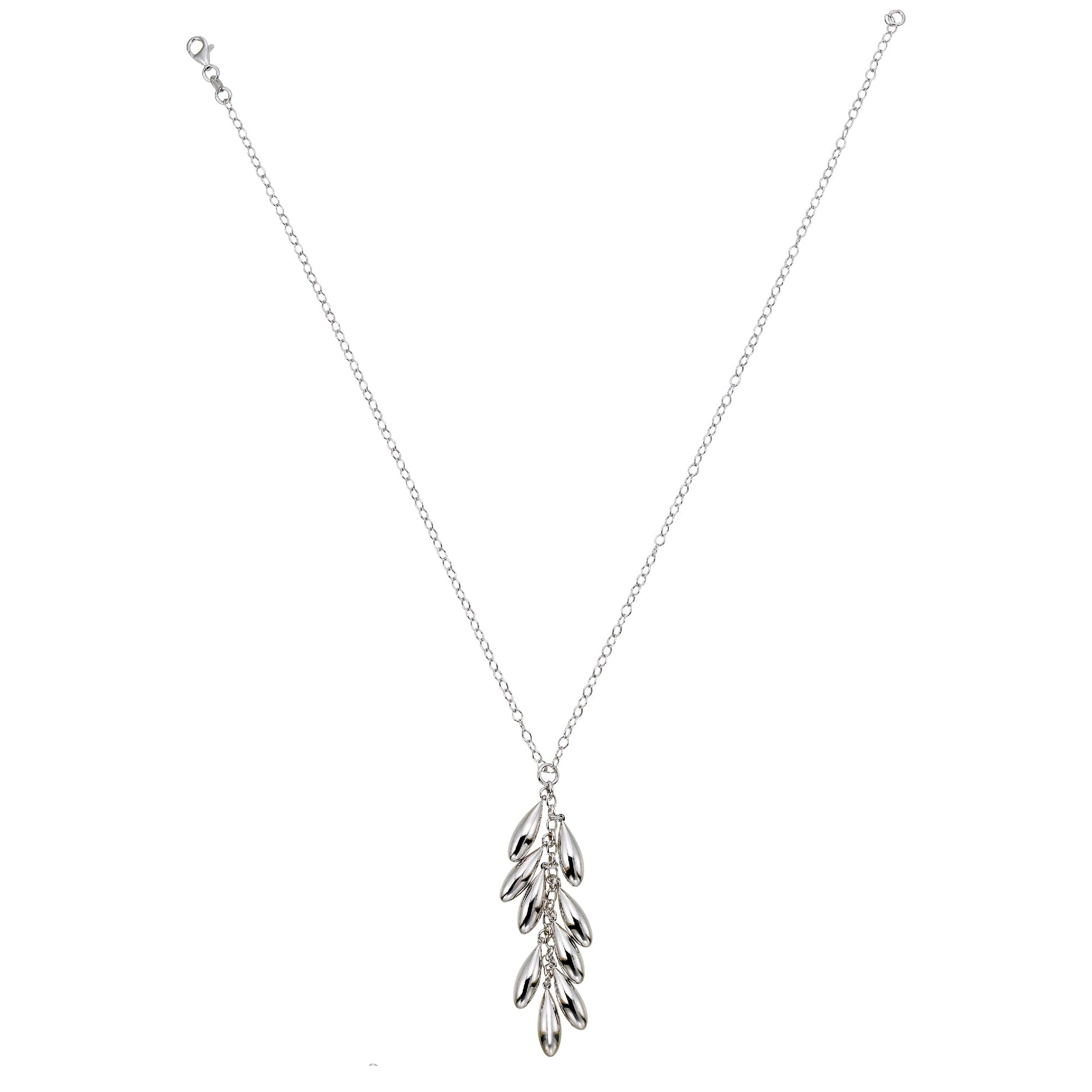 Franco Stellari Italian Sterling Silver Teardrop Cluster Necklace 18"