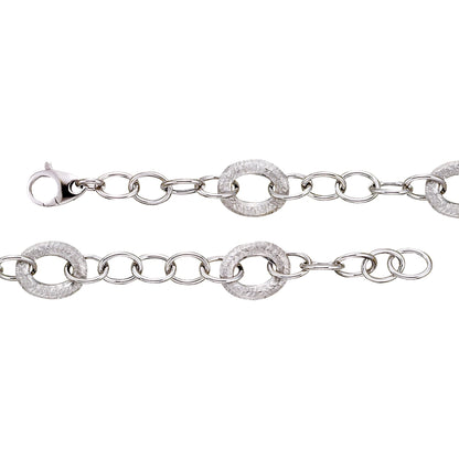 Franco Stellari Italian Sterling Silver Frosted Ovals Link Bracelet, 7.5"