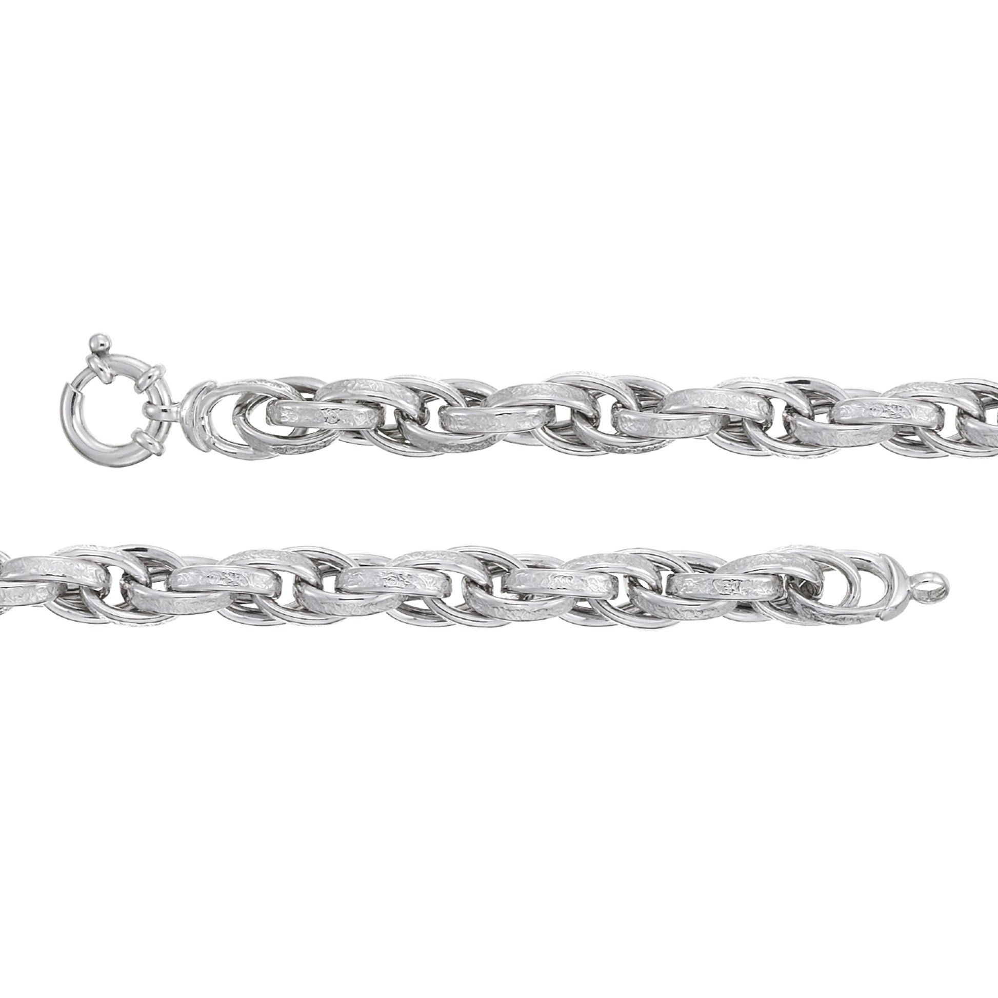 Franco Stellari Italian Sterling Silver Textured Chunky Rope Bracelet, 7.5"