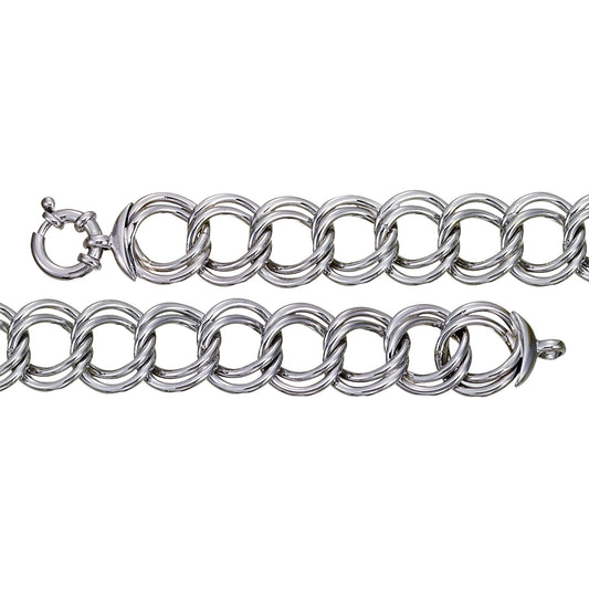 Franco Stellari Italian Sterling Silver Large Double Link Bracelet, 7.5"