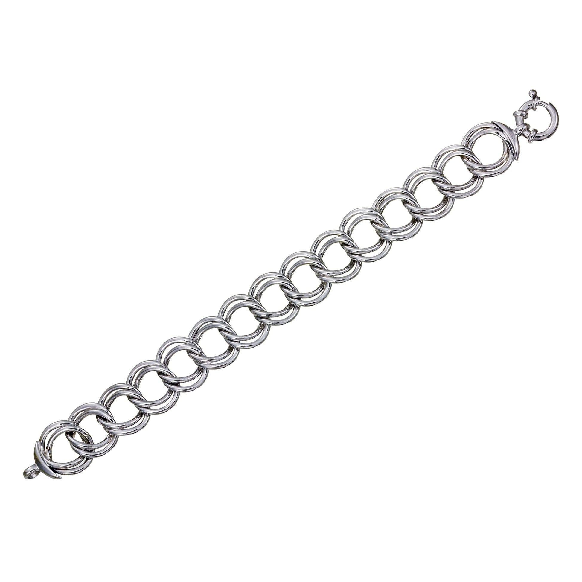 Franco Stellari Italian Sterling Silver Large Double Link Bracelet, 7.5"
