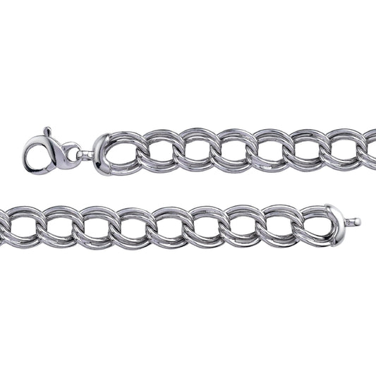 Franco Stellari Italian Sterling Silver Small Double Link Bracelet, 7.5"