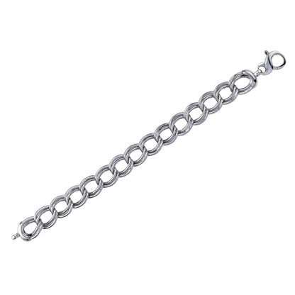 Franco Stellari Italian Sterling Silver Small Double Link Bracelet, 7.5"