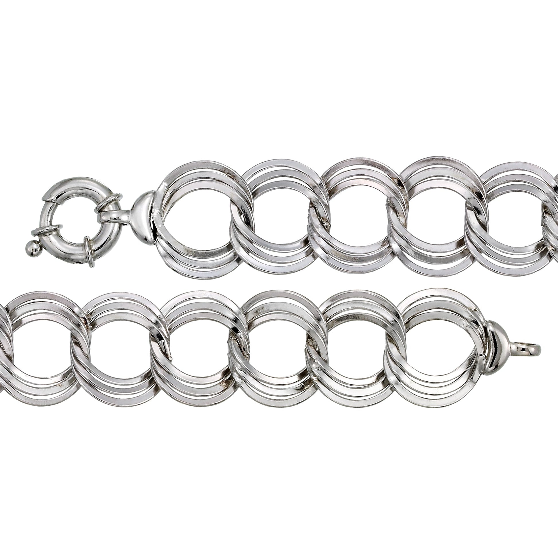 Franco Stellari Italian Sterling Silver Polished Triple Link Bracelet, 7.5"