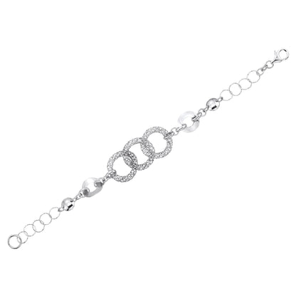 Franco Stellari Italian Sterling Silver Fancy Circle & Mesh Link Bracelet, 7.5"
