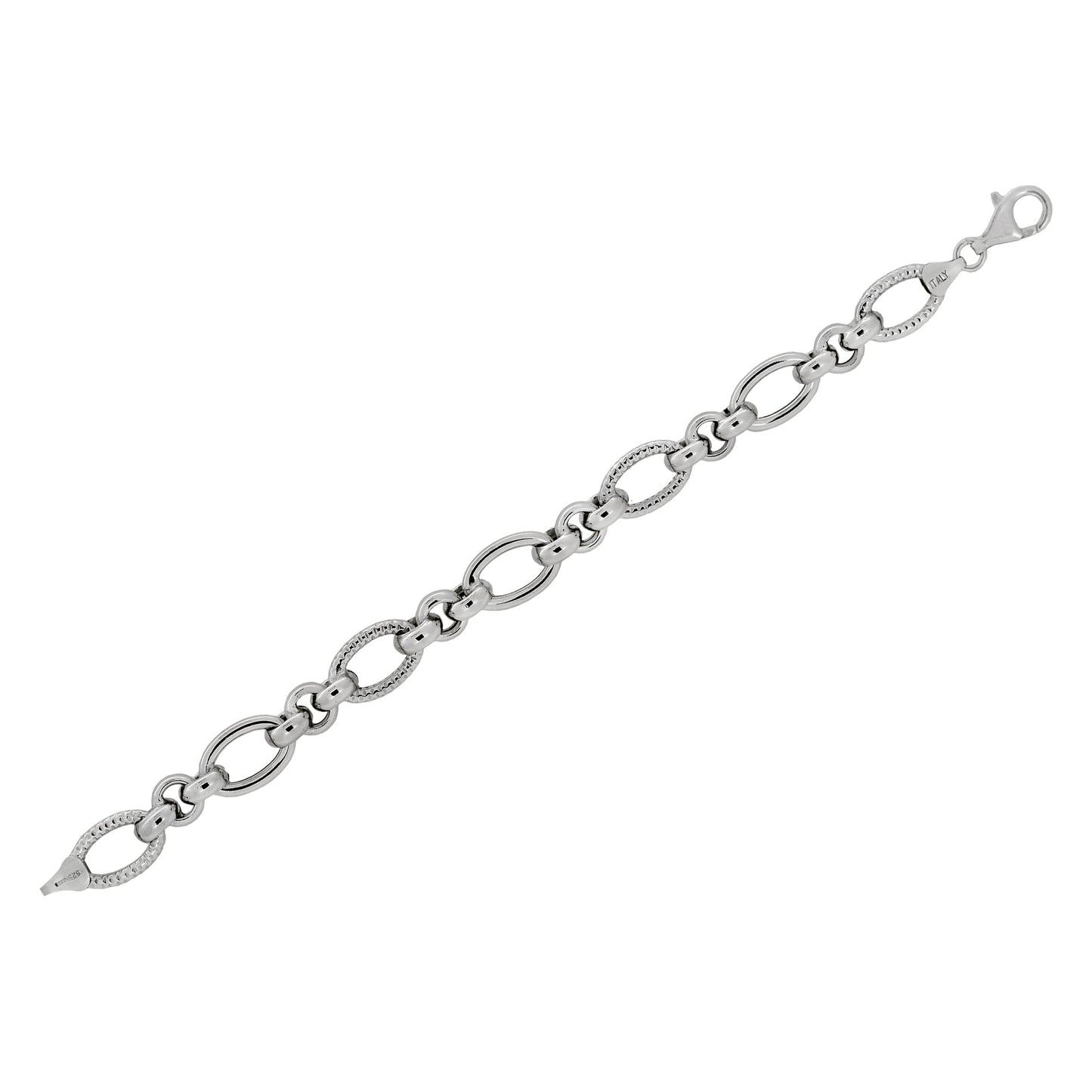 Franco Stellari Italian Sterling Silver Fancy Textured Link Bracelet, 8"