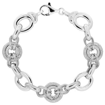 Franco Stellari Italian Sterling Silver Circle Links Bracelet, 8"