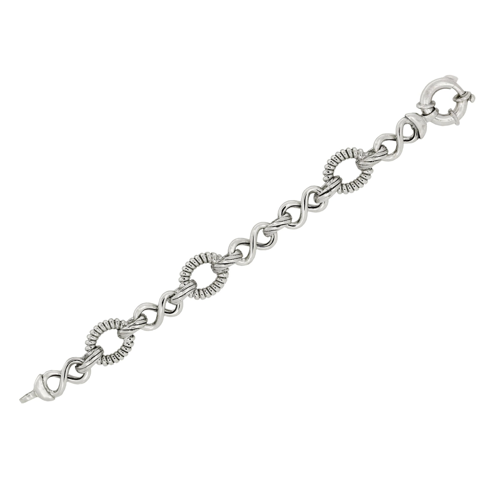 Franco Stellari Italian Sterling Silver Fancy Infinity Link Bracelet, 7.5"