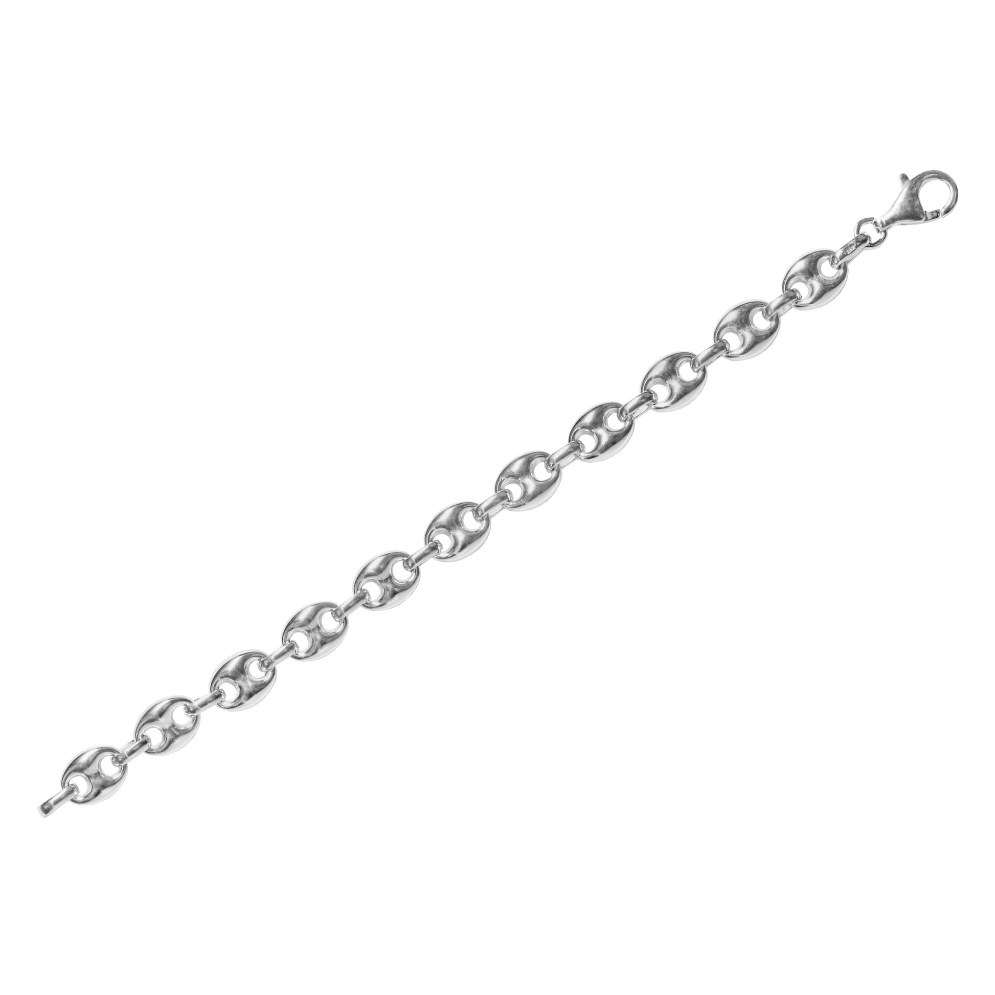 Franco Stellari Italian Sterling Silver Puffed Mariner Link Bracelet, 7.5"