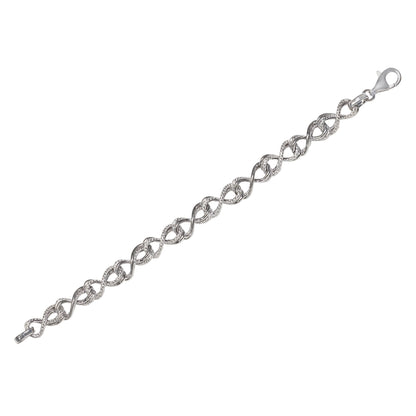 Franco Stellari Italian Sterling Silver Diamond Cut Infinity Link Bracelet, 7.5"
