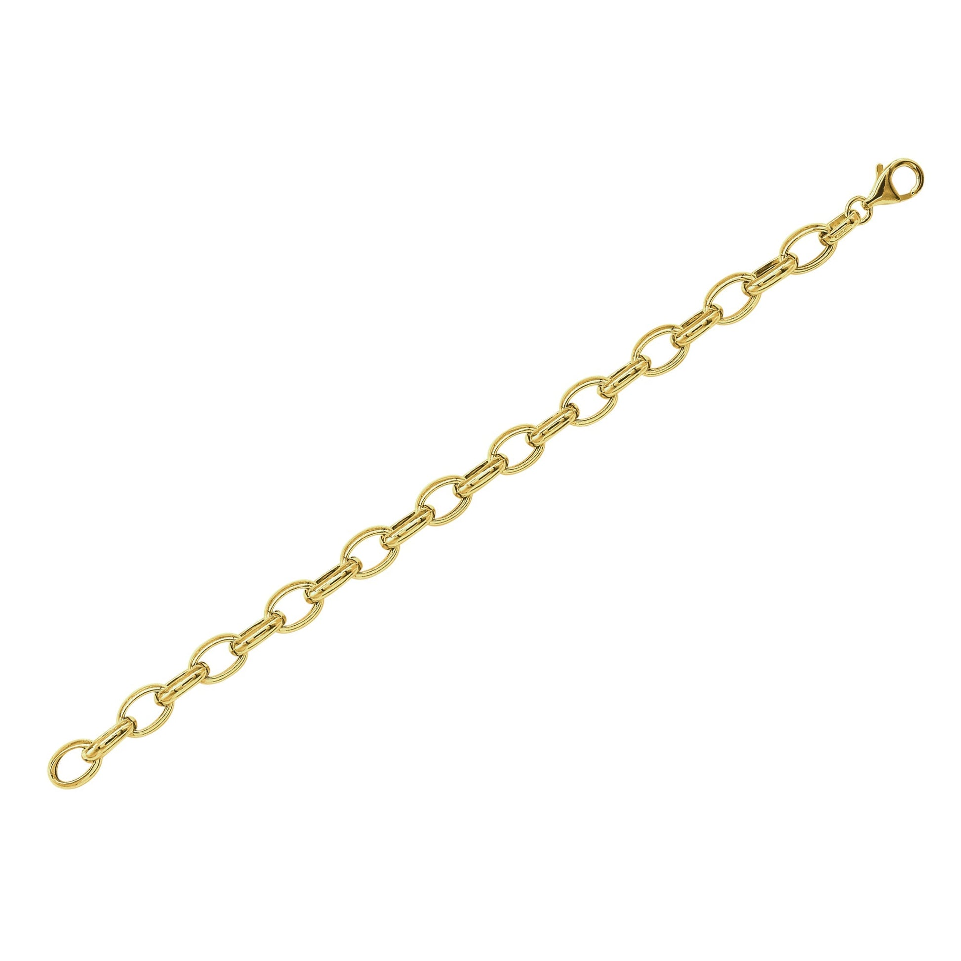 Stellari Gold Italian Polished Oval Link Bracelet