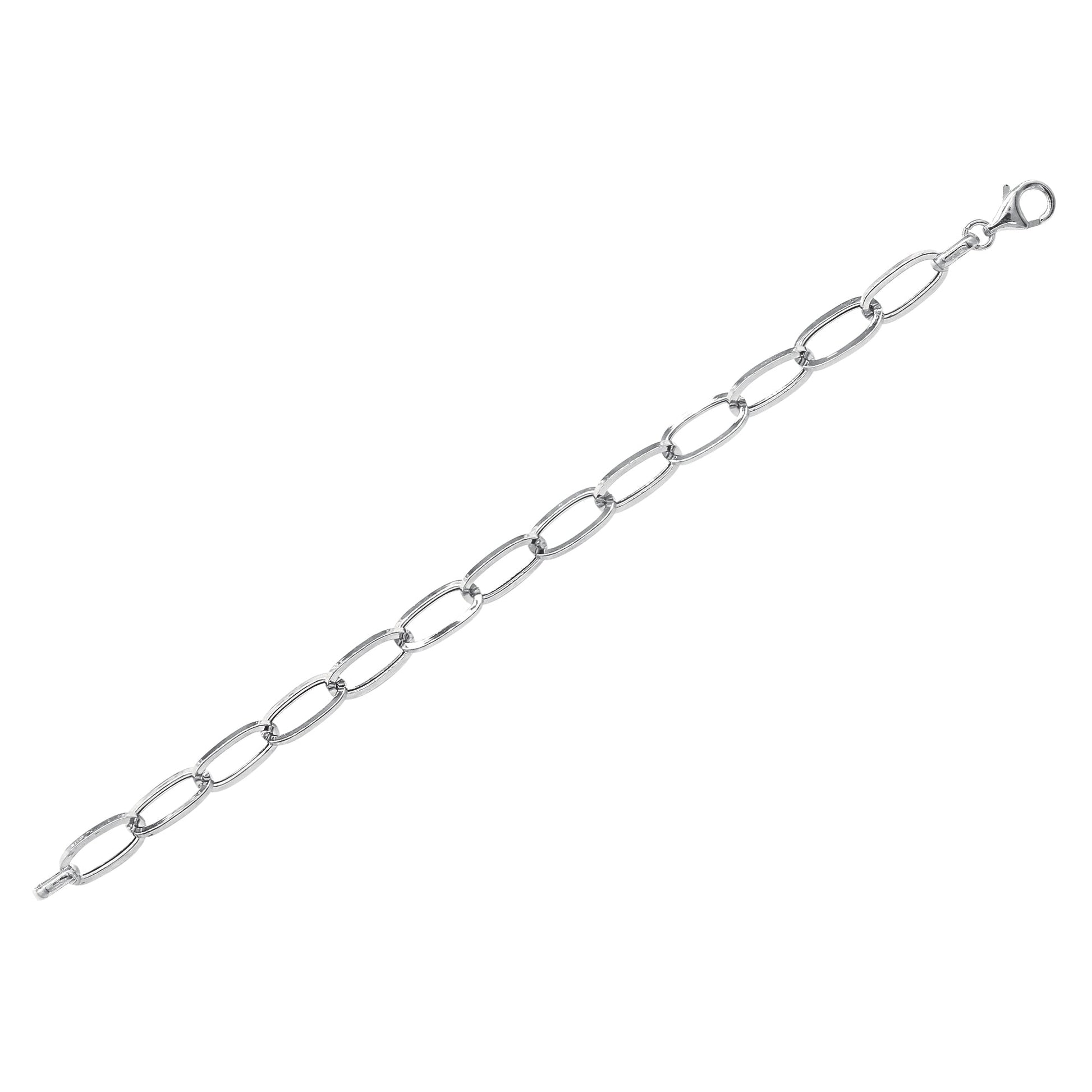 Franco Stellari Italian Sterling Silver Polished Thin Oval Link Bracelet