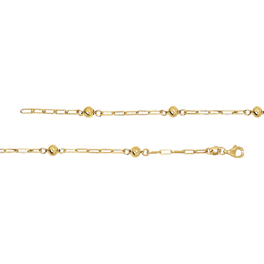 Stellari Gold Beaded Paperclip Link Bracelet