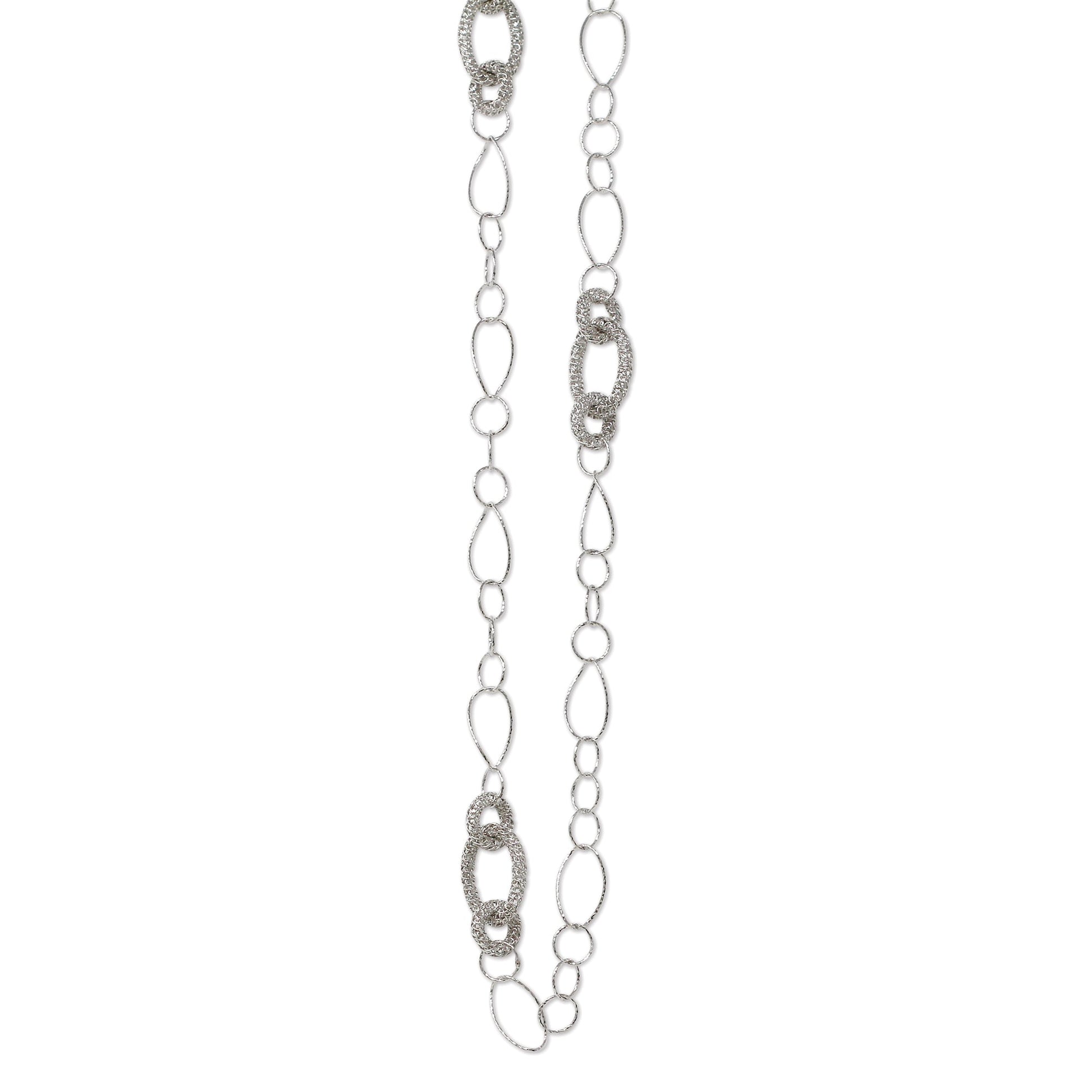 Franco Stellari Italian Sterling Silver Multi Open Link 36" Long Necklace