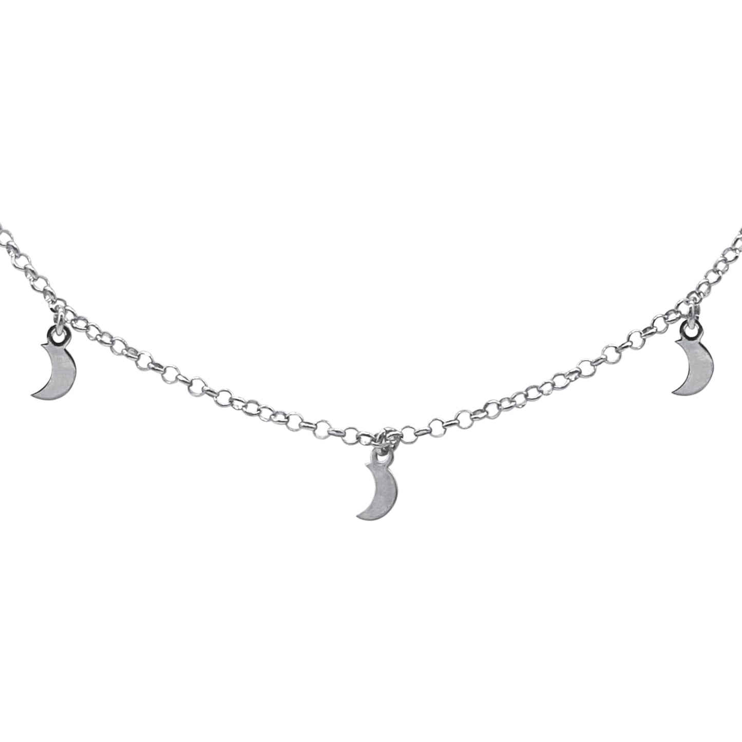 Italian Sterling Silver Dangling Moons Necklace