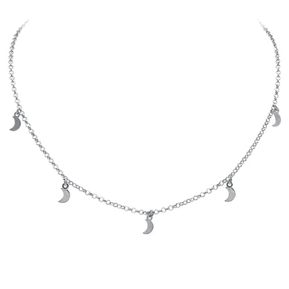 Italian Sterling Silver Dangling Moons Necklace