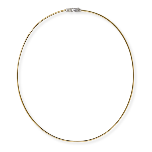Franco Stellari Italian Sterling Silver Yellow Gold 2.0mm Omega Necklace