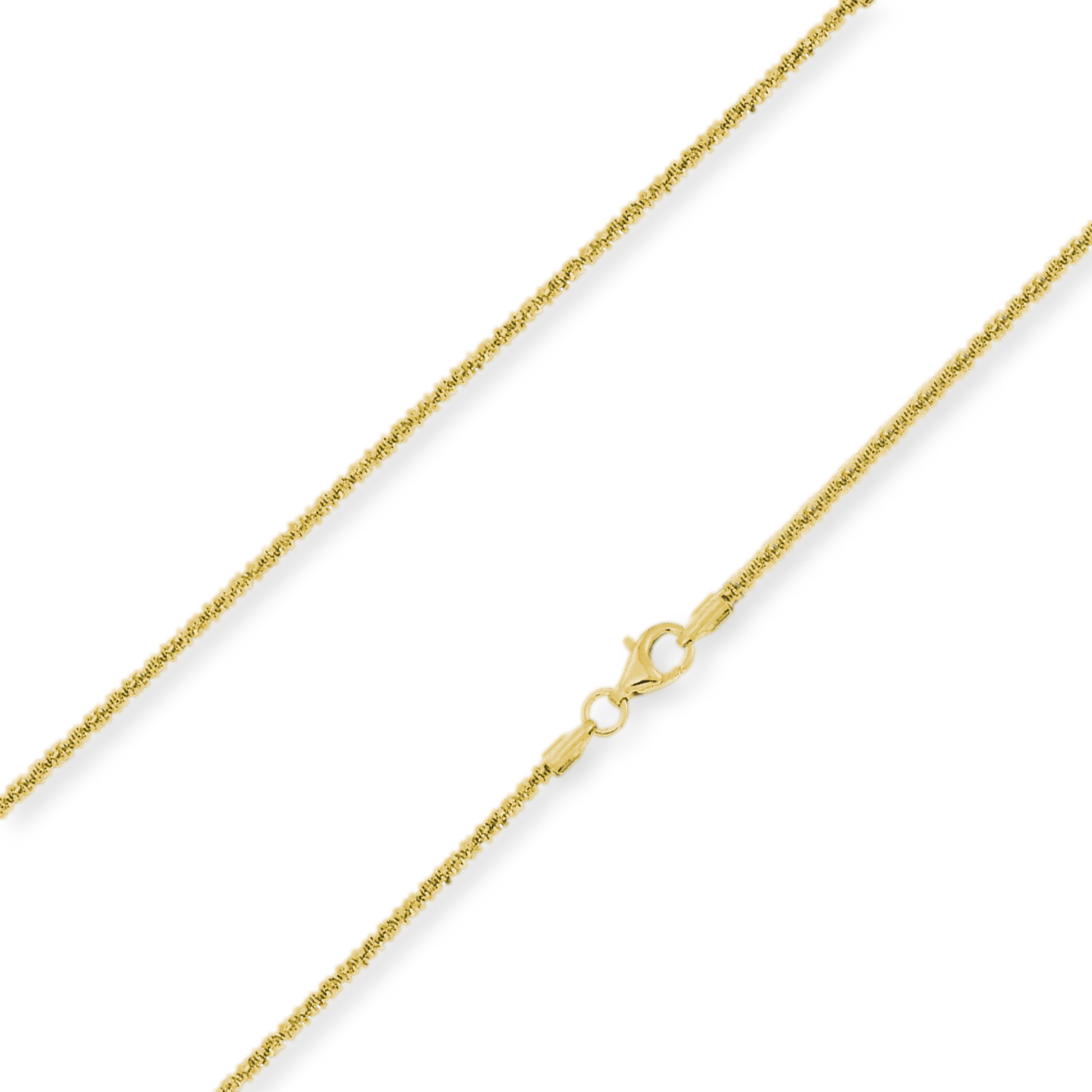 Franco Stellari Italian Sterling Silver Yellow Gold 2.0mm Sparkle Rope Chain