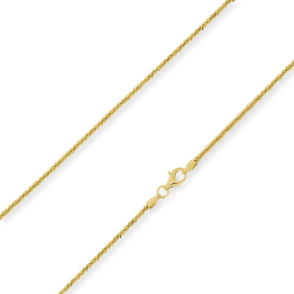 Franco Stellari Italian Sterling Silver Yellow Gold 2.0mm Sparkle Rope Chain