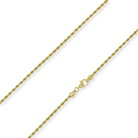 Stellari Gold 18 Karat over Sterling Silver 2.5mm Diamond Cut Rope Chain