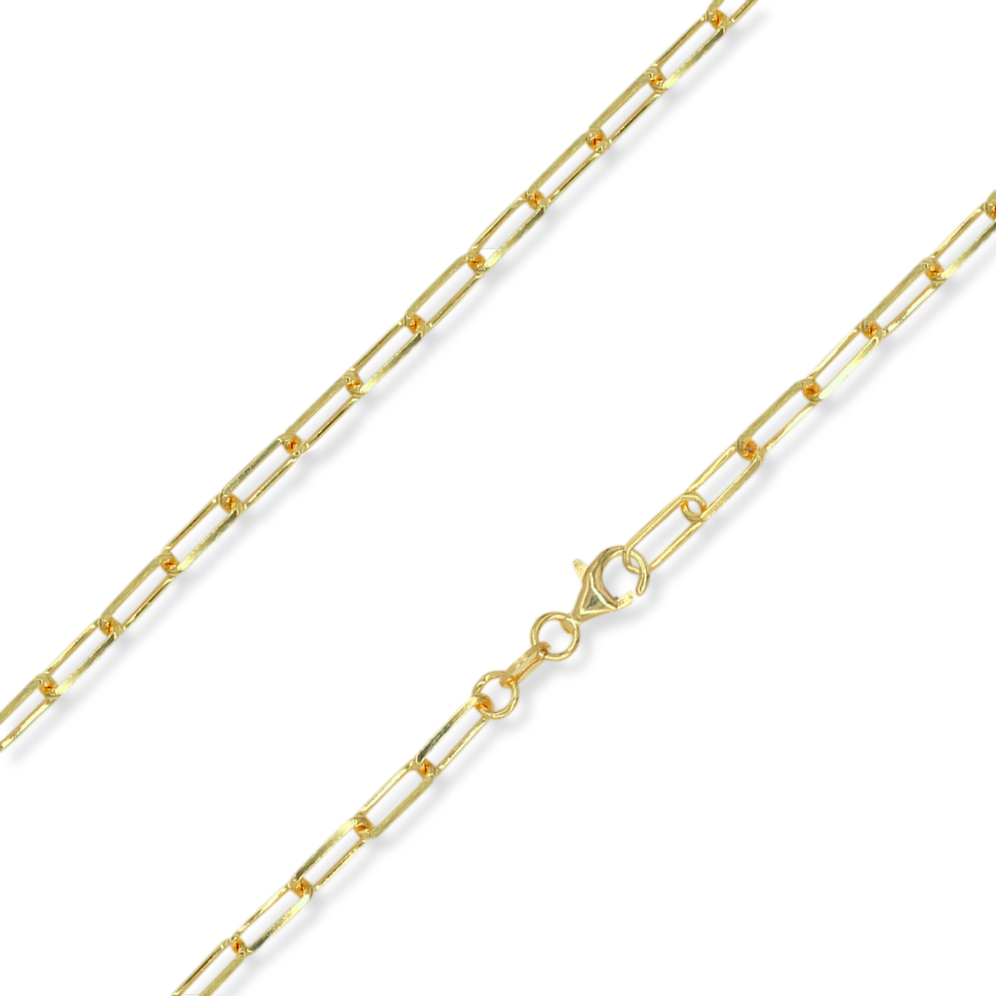 Stellari Gold 18 Karat over Sterling Silver 3.5mm Paperclip Link Chain