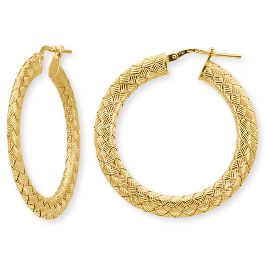 Stellari Gold 35mm Woven Hoop Earrings