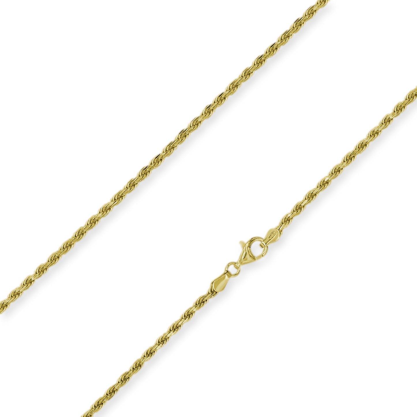 Stellari Gold 18 Karat over Sterling Silver 3mm Diamond Cut Rope Chain