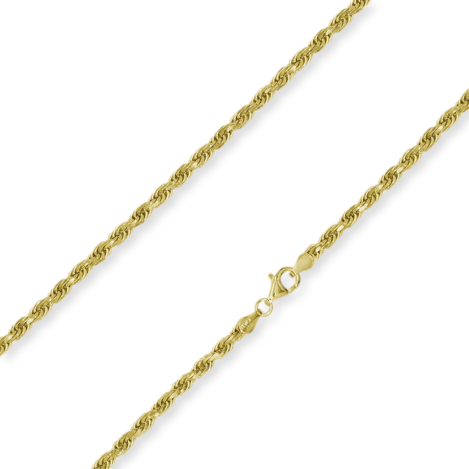 Stellari Gold 18 Karat over Sterling Silver 4mm Diamond Cut Rope Chain