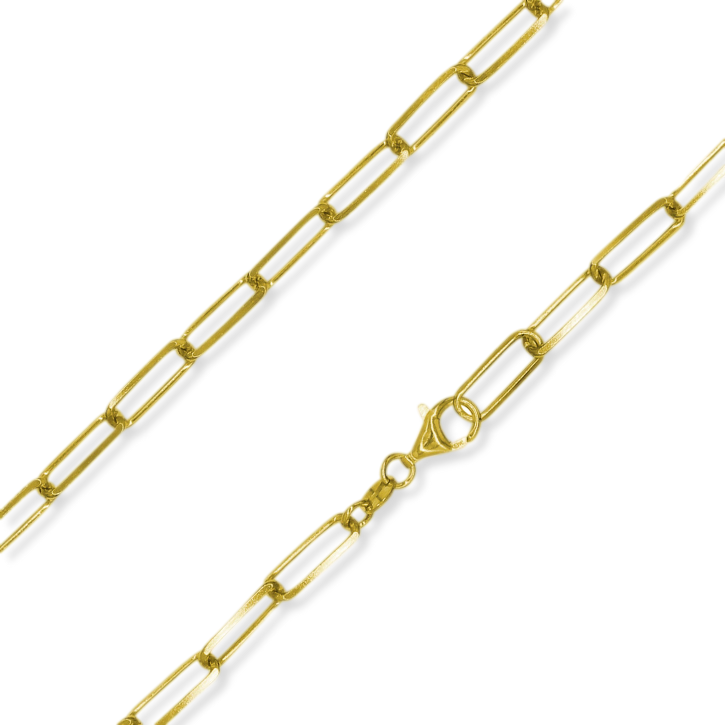 Stellari Gold 18 Karat over Sterling Silver 4.5mm Paperclip Link Chain
