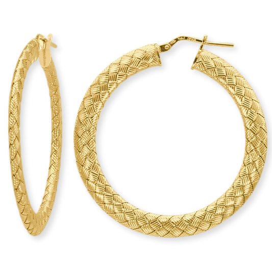 Stellari Gold 40mm Woven Hoop Earrings