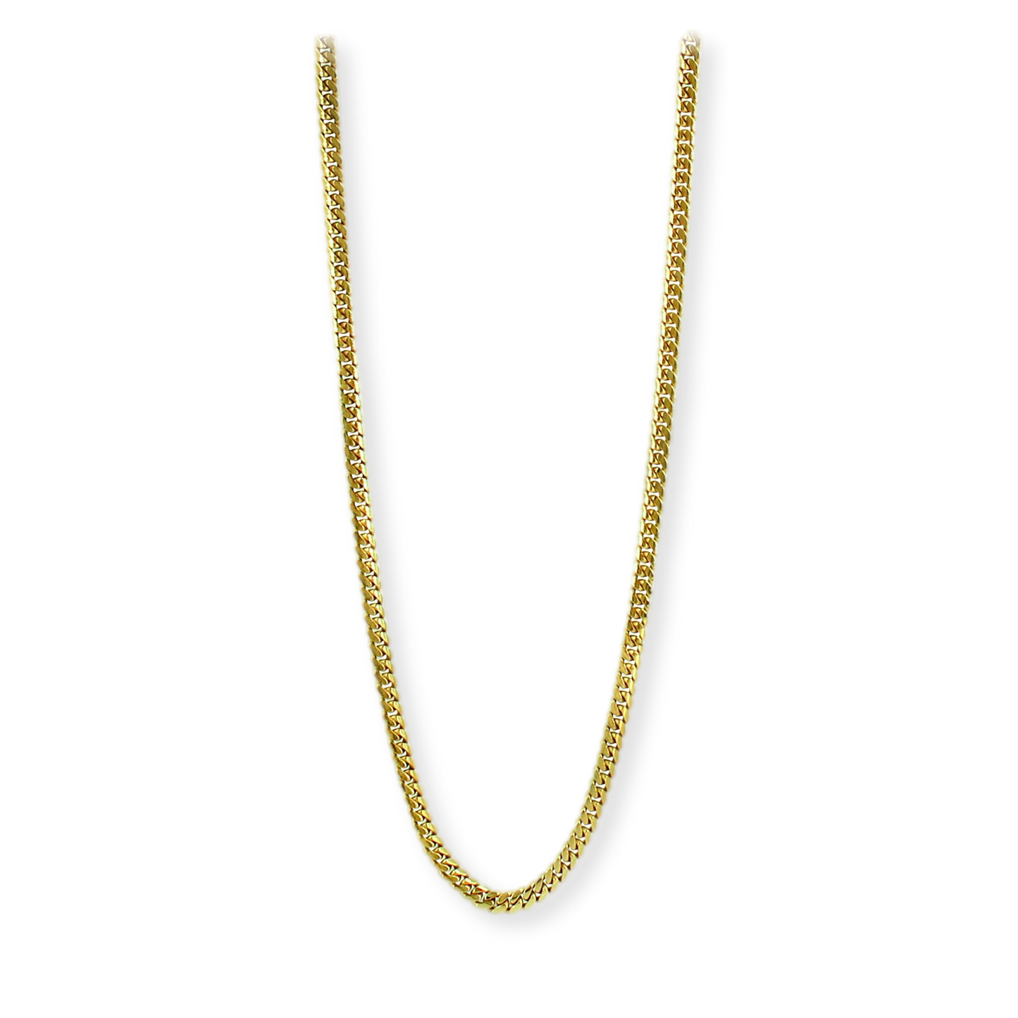 Franco Stellari Italian Sterling Silver Yellow Gold 4mm Cuban Link Chain