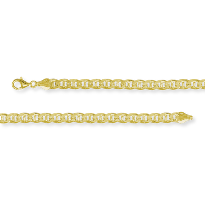 Franco Stellari Italian Sterling Silver Yellow Gold 4.8mm Mariner/Anchor Link Chain