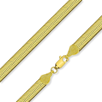 Franco Stellari Italian Sterling Silver Yellow Gold 6mm Herringbone Chain