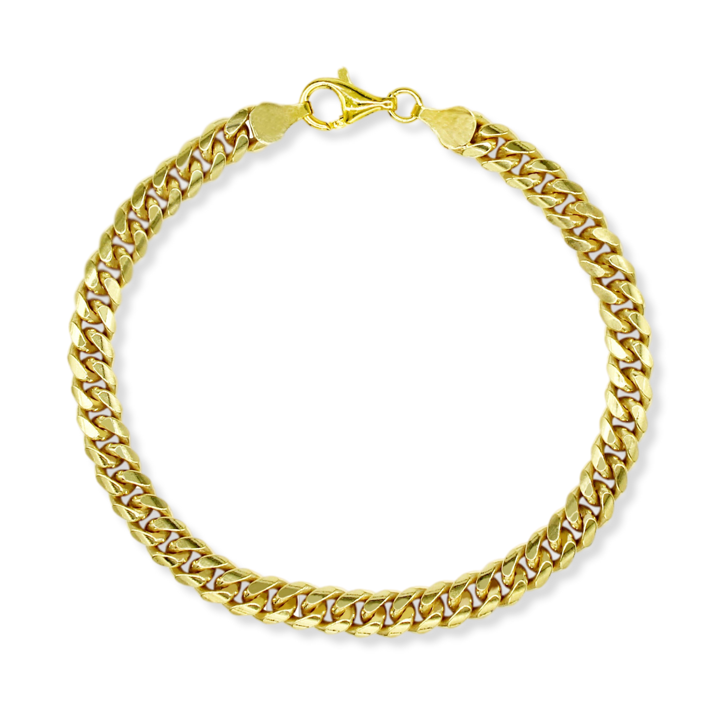 Franco Stellari Italian Sterling Silver Yellow Gold 6.8mm Cuban Link Chain