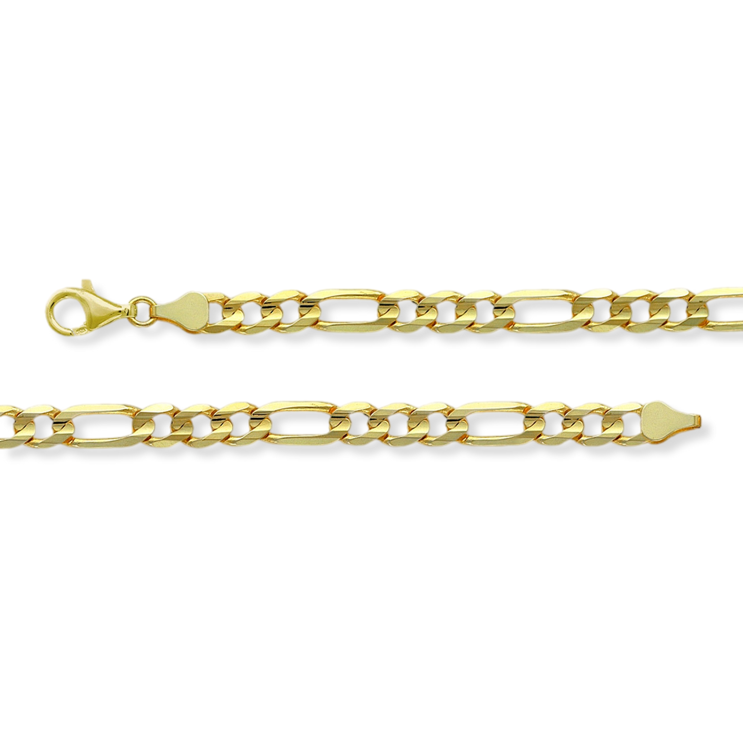 Franco Stellari Italian Sterling Silver Yellow Gold 8.0mm Figaro Link Chain