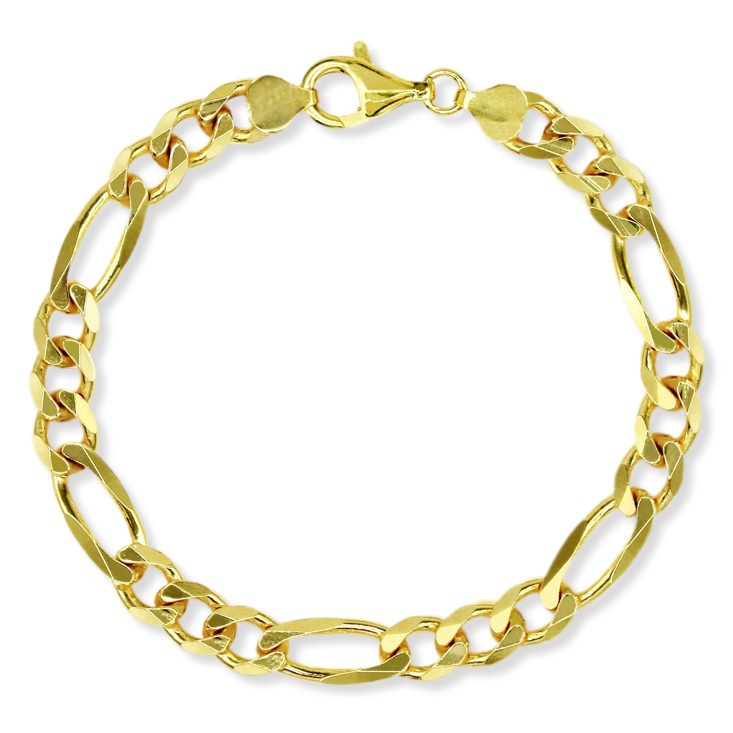 Franco Stellari Italian Sterling Silver Yellow Gold 8.0mm Figaro Link Chain