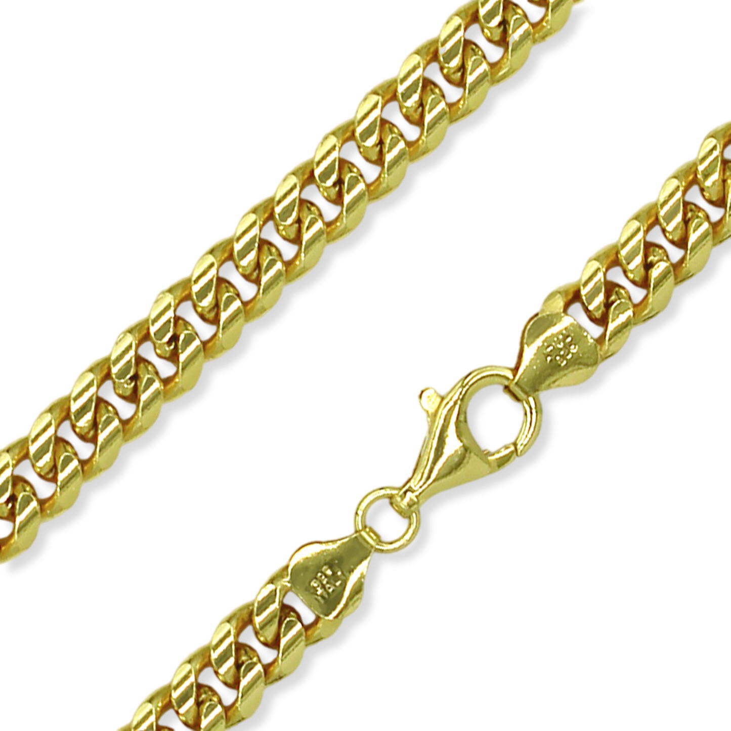 Franco Stellari Italian Sterling Silver Yellow Gold 7.8mm Cuban Link Chain