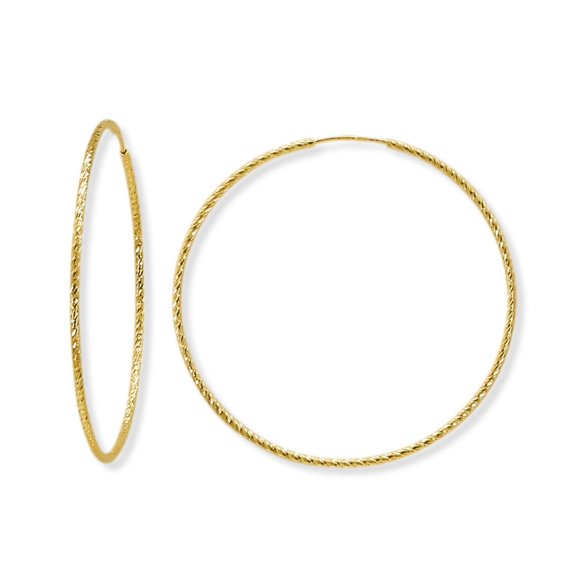 Stellari Gold Diamond Cut 2x50mm Endless Hoop Earrings