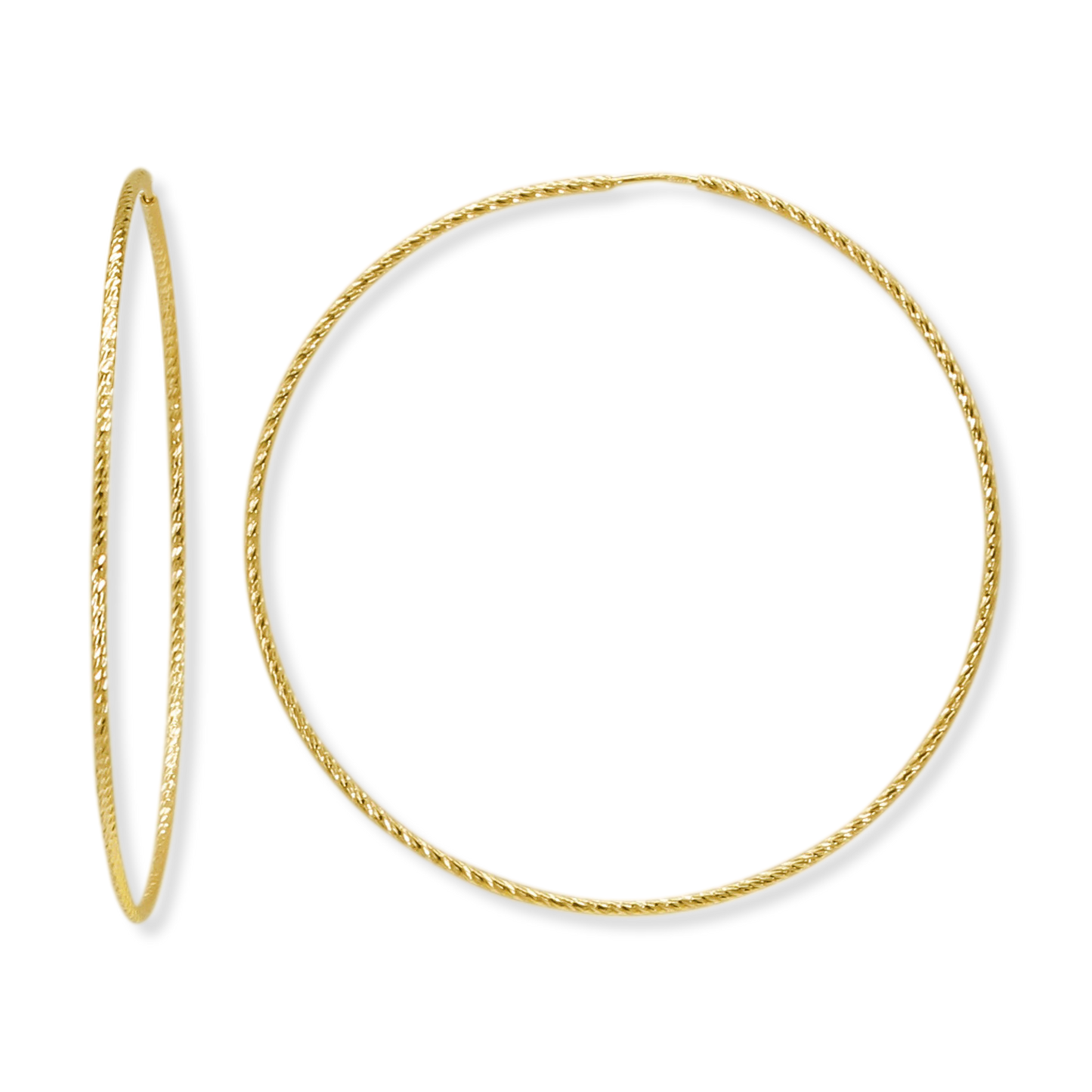 Stellari Gold Diamond Cut 2x60mm Endless Hoop Earrings