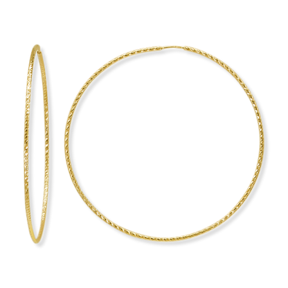Stellari Gold Diamond Cut 2x60mm Endless Hoop Earrings