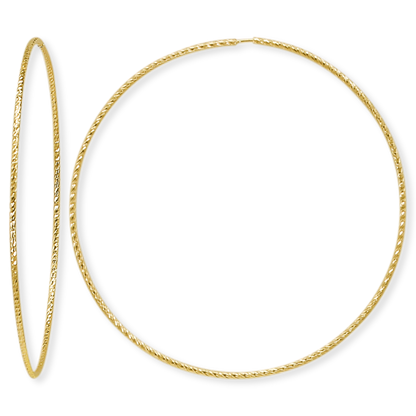 Stellari Gold Diamond Cut 2x70mm Endless Hoop Earrings