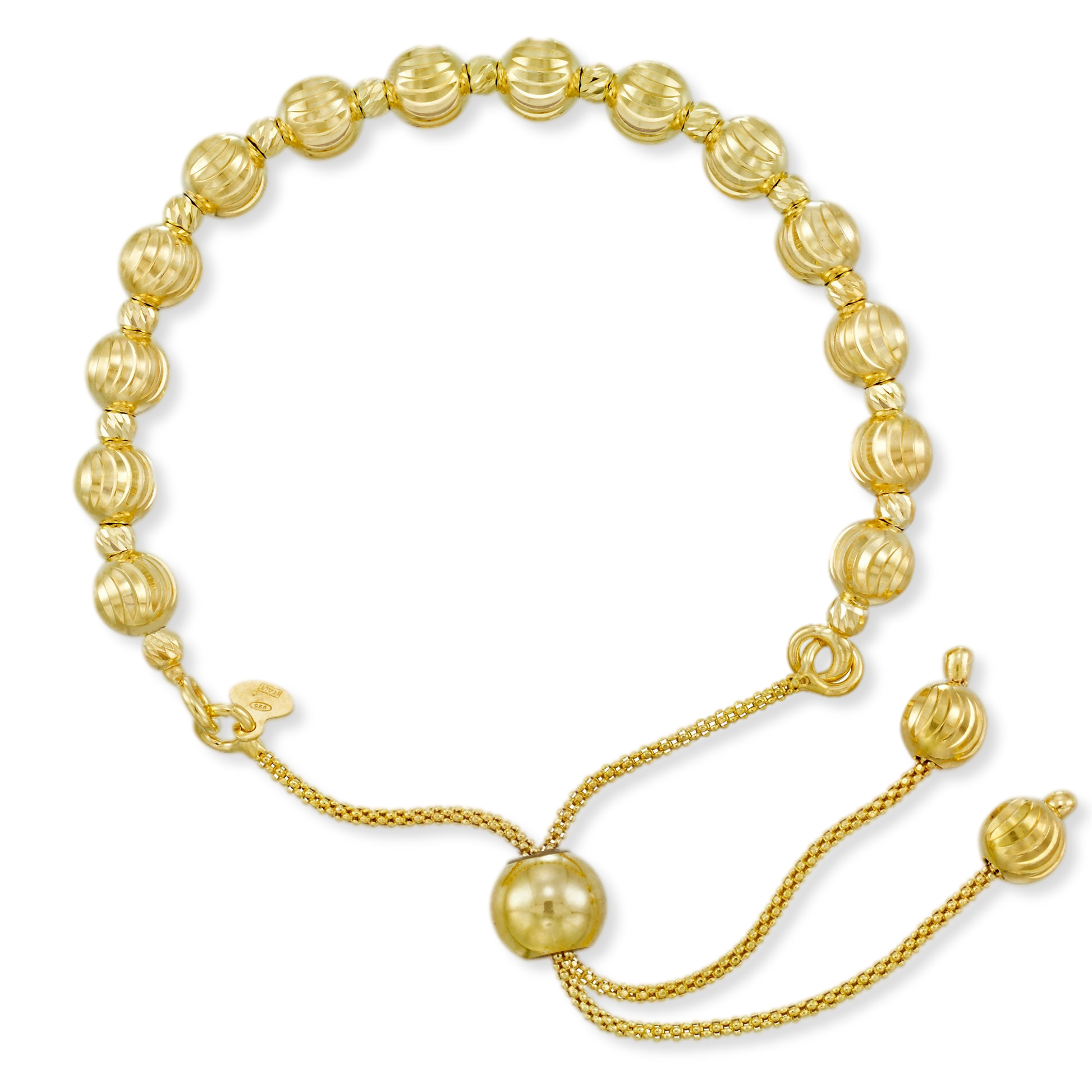 Franco Stellari Italian Sterling Silver Yellow Gold Adjustable Bolo Bracelet