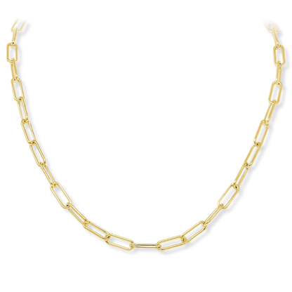 Franco Stellari Italian Sterling Silver Yellow Gold Paperclip Polished Open Link Necklace