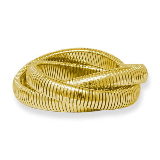 Franco Stellari Italian Sterling Gold Tubogas Triple Stretch Bracelet 