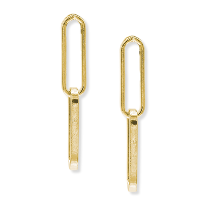Franco Stellari Italian Sterling Silver Yellow Gold Two-Link Paperclip Post Earrings