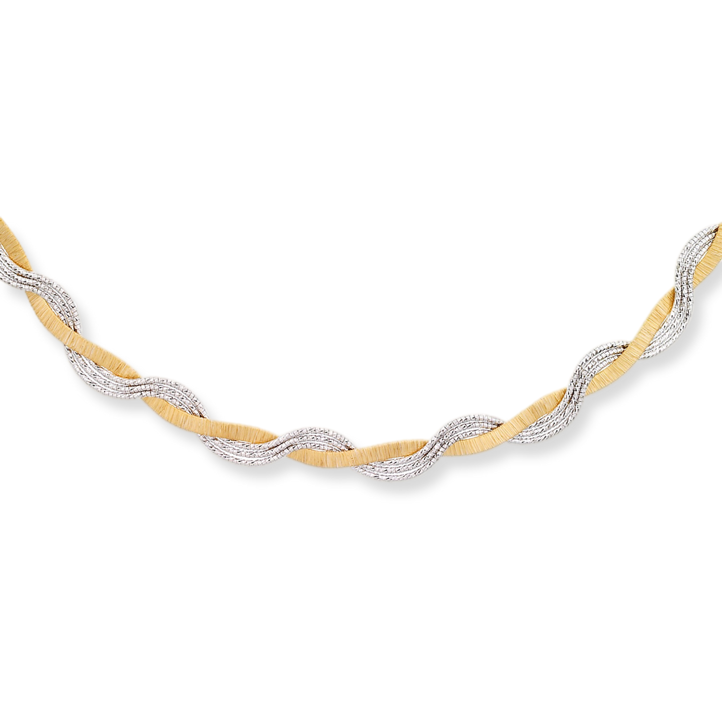 Franco Stellari Italian Sterling Silver 2-Tone Wave Necklace, 17"